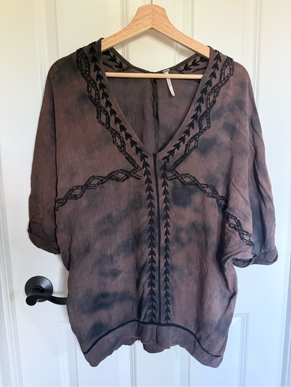 Free People Oversized Embroidered Tie Dye Tunic Top S
